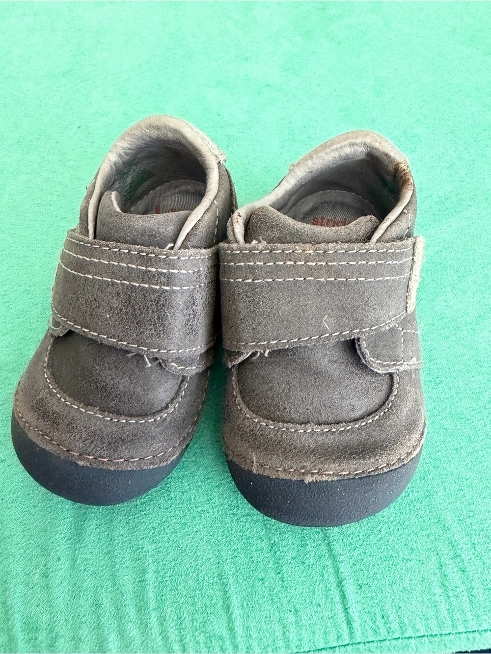 Stride Rite Gray Suede Hook-and-Loop Baby Walker Shoes